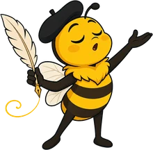 Buzzy the bee as an artist