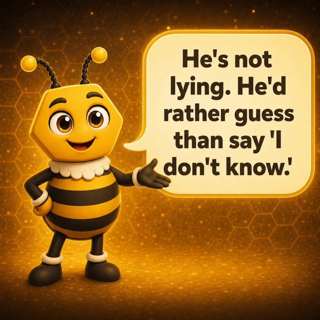Buzzy stands calm with his arms crossed. Buzzy: “He's not lying. He'd rather guess than say 'I don't know.'”